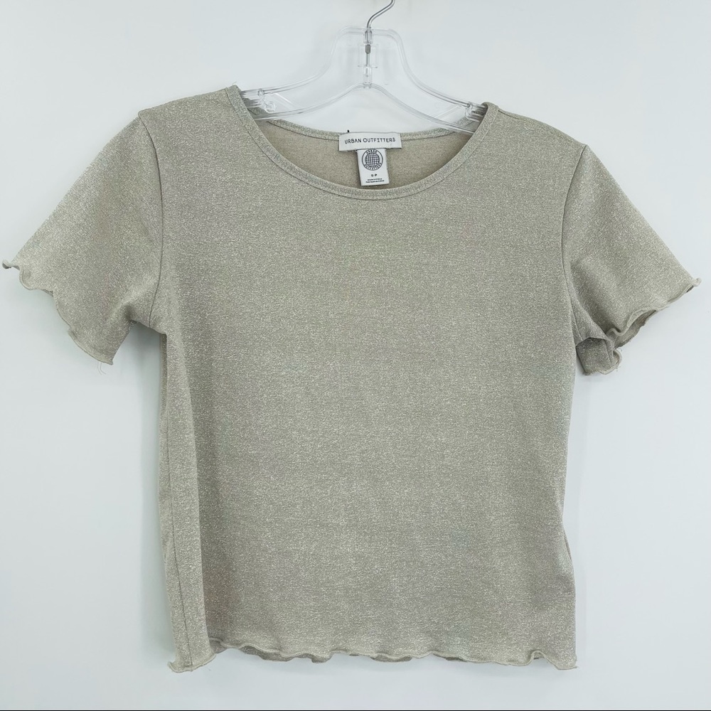 Urban Outfitters Babydollβ T Womens S Cream Gold Shimmer Lettuce Hem